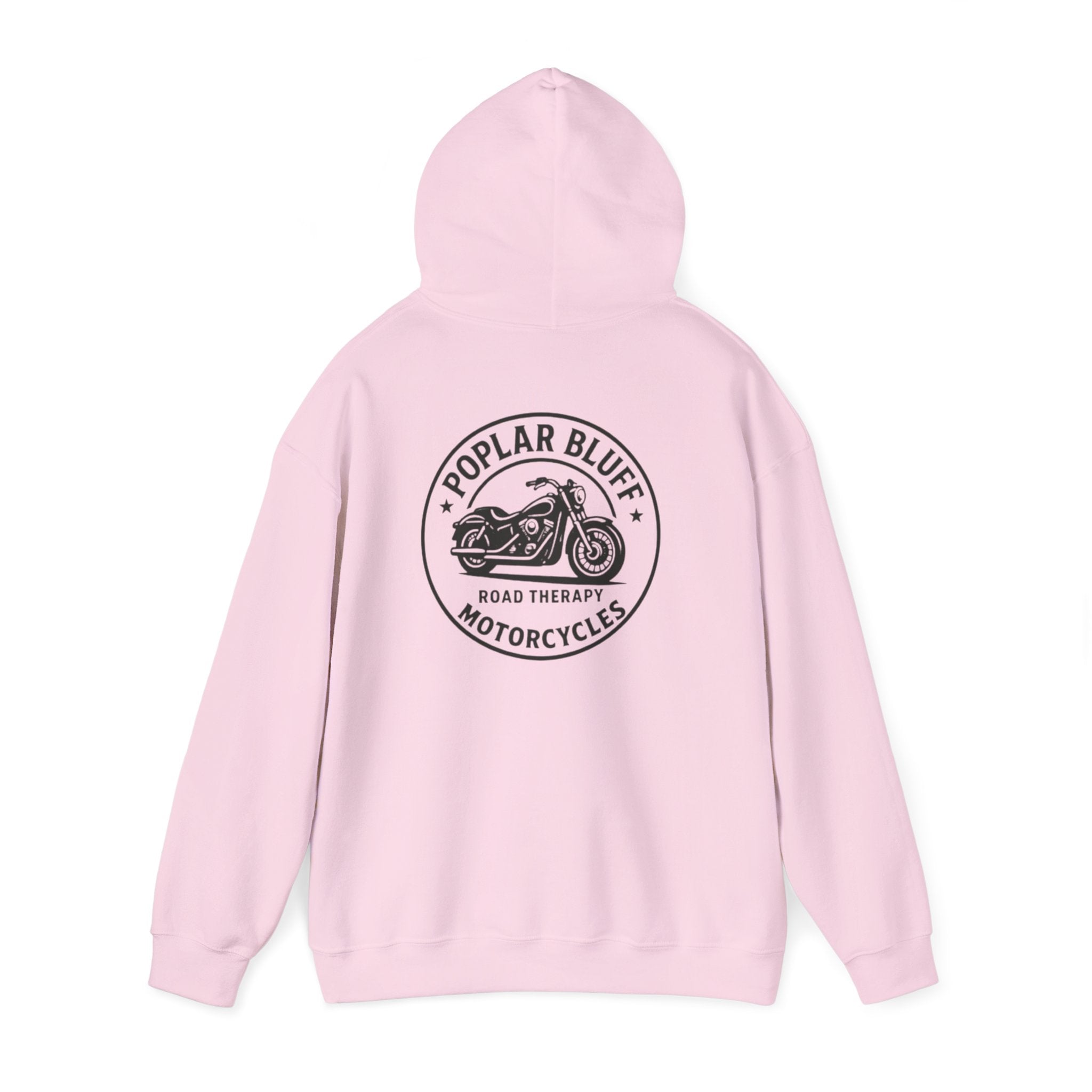 Motorcycle Hoodie — "Road Therapy" Poplar Bluff Vintage Bike Pullover