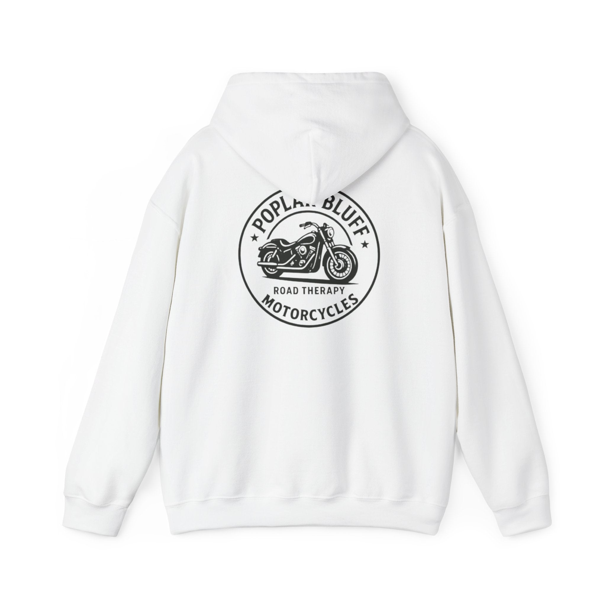 Motorcycle Hoodie — "Road Therapy" Poplar Bluff Vintage Bike Pullover