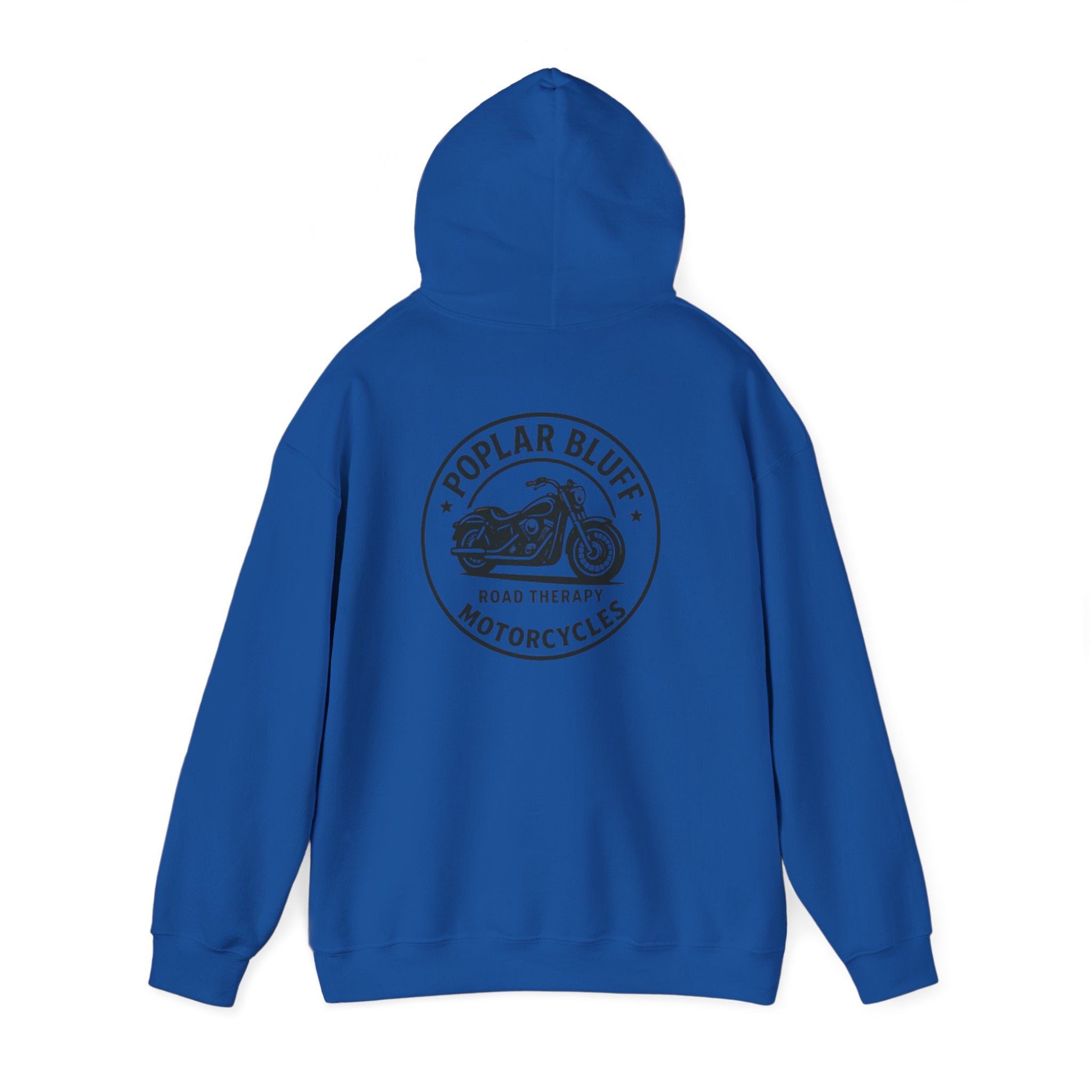 Motorcycle Hoodie — "Road Therapy" Poplar Bluff Vintage Bike Pullover