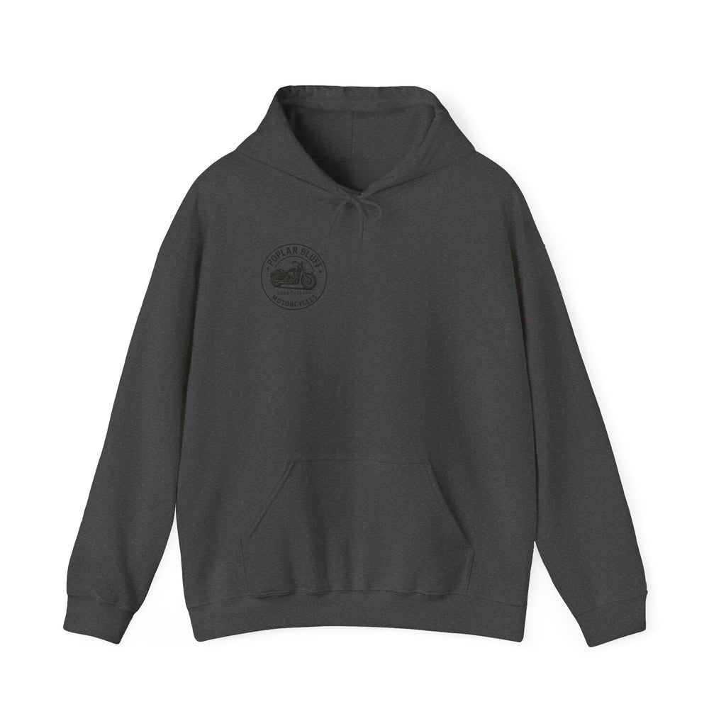Motorcycle Hoodie — "Road Therapy" Poplar Bluff Vintage Bike Pullover