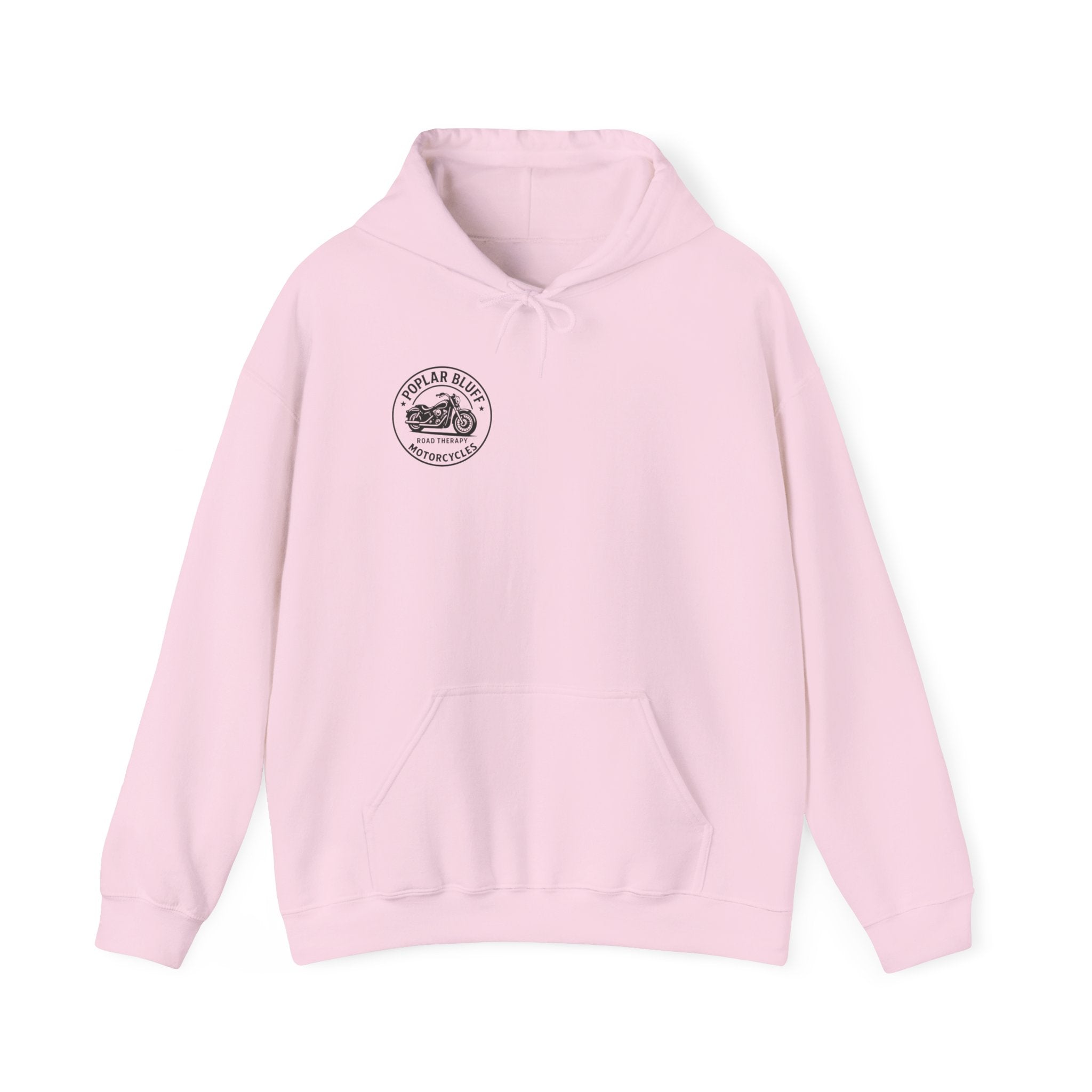 Motorcycle Hoodie — "Road Therapy" Poplar Bluff Vintage Bike Pullover