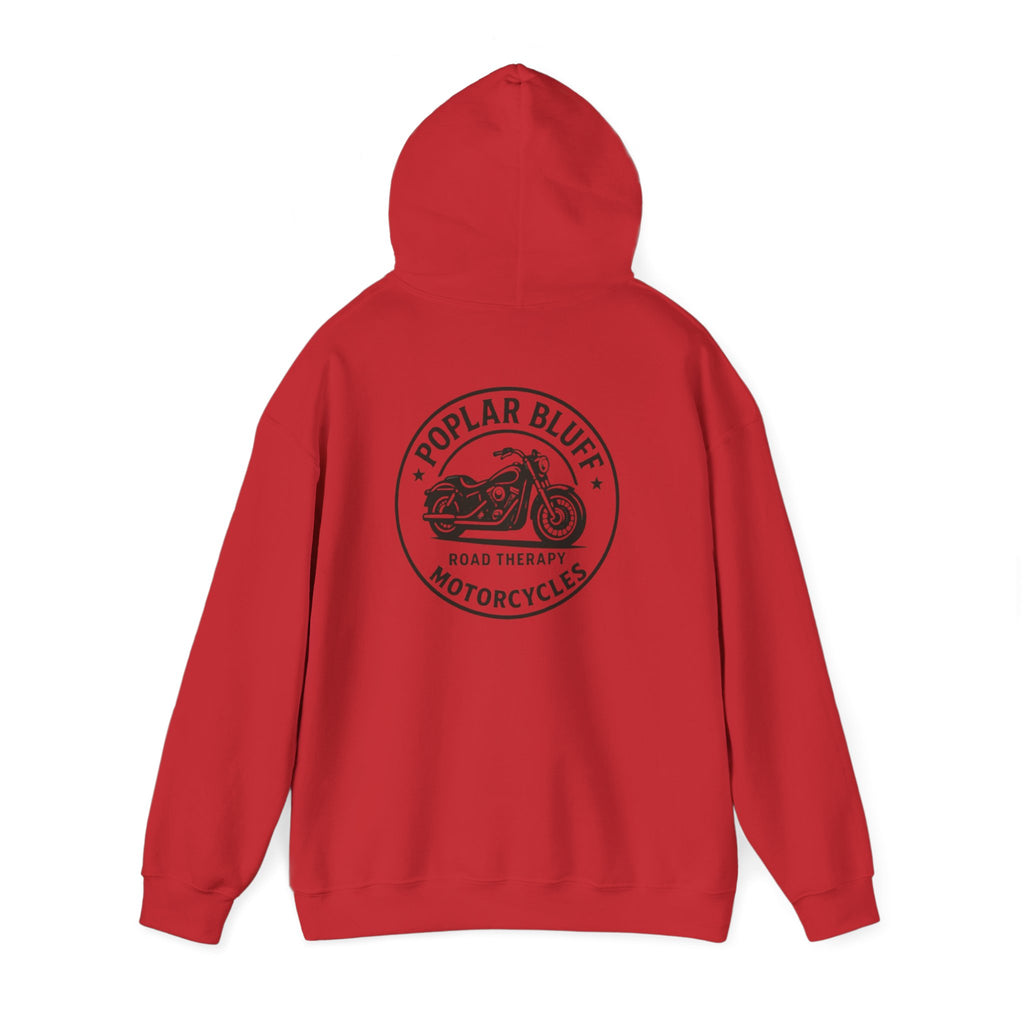 Motorcycle Hoodie — "Road Therapy" Poplar Bluff Vintage Bike Pullover