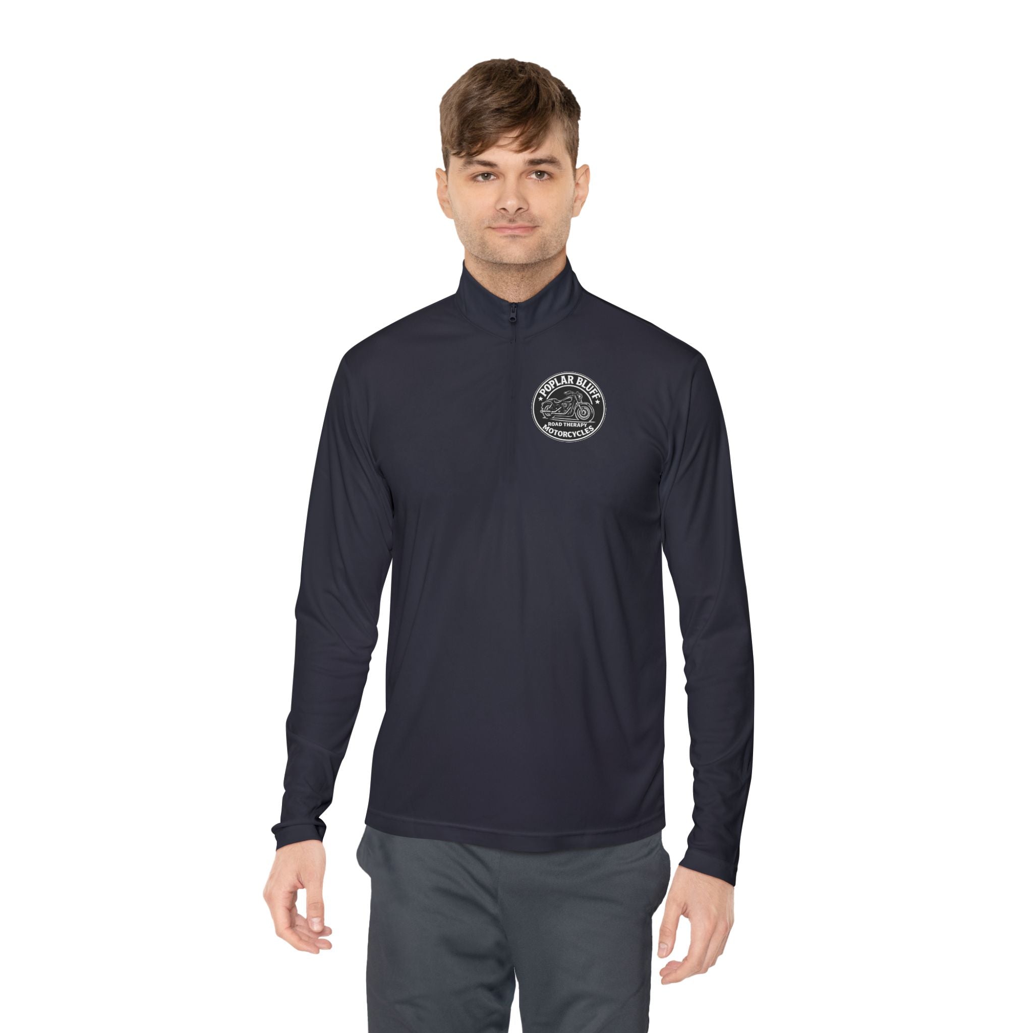 Quarter-Zip Pullover — Poplar Bluff Motorcycles 'Road Therapy' Logo