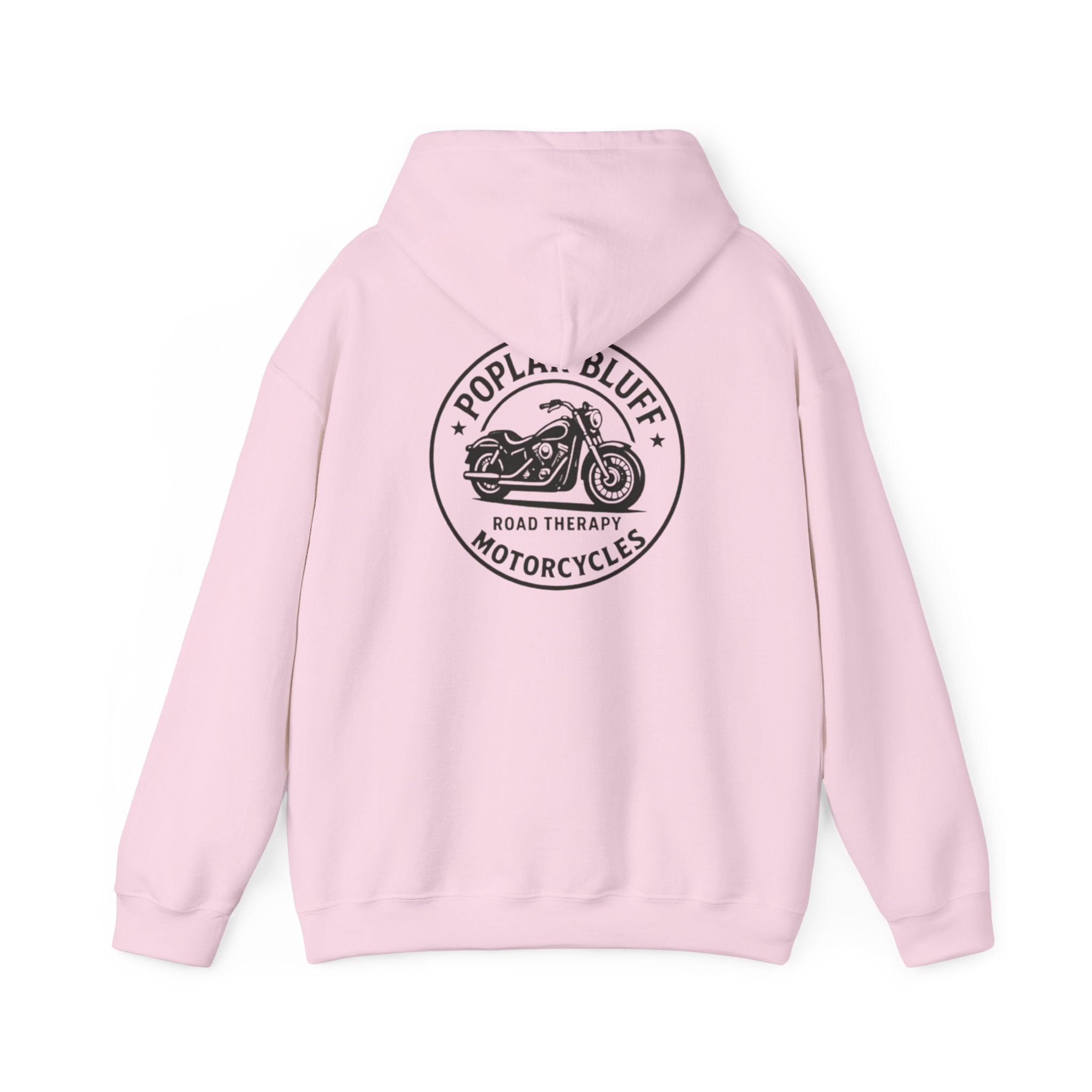 Motorcycle Hoodie — "Road Therapy" Poplar Bluff Vintage Bike Pullover