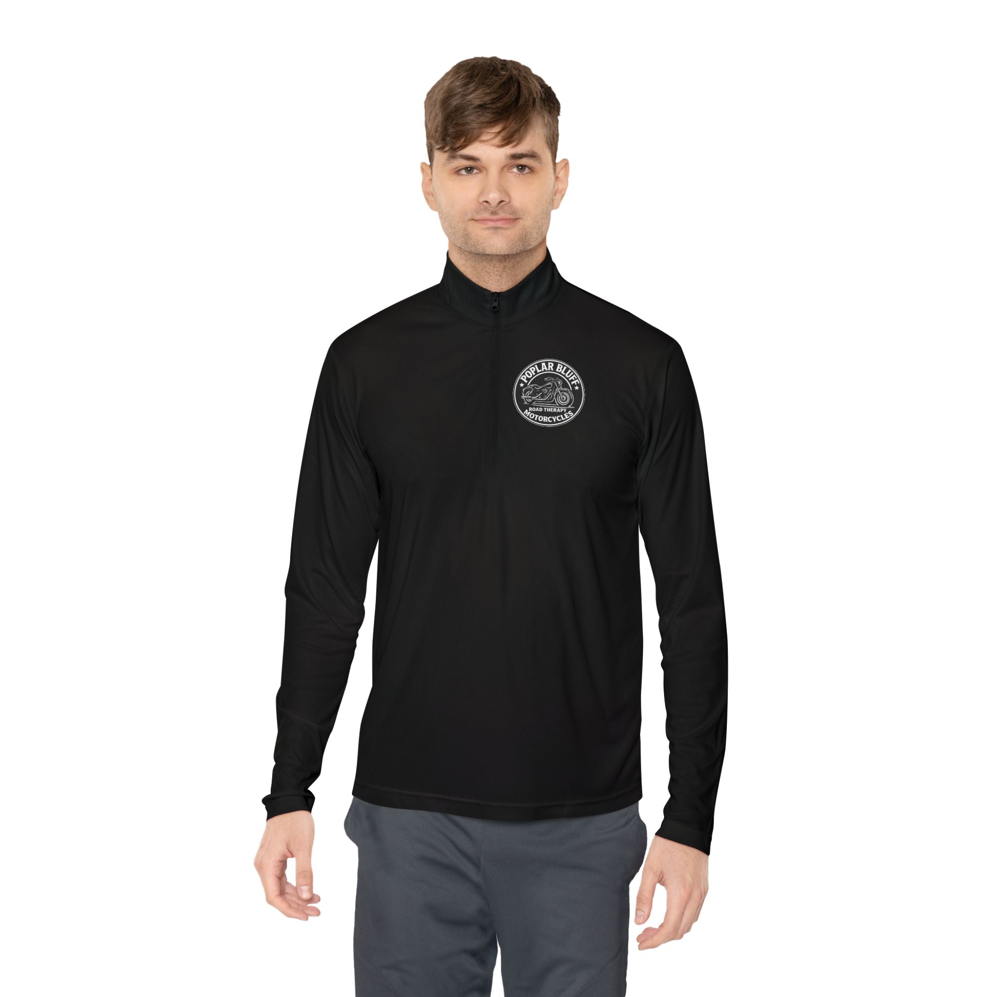 Quarter-Zip Pullover — Poplar Bluff Motorcycles 'Road Therapy' Logo