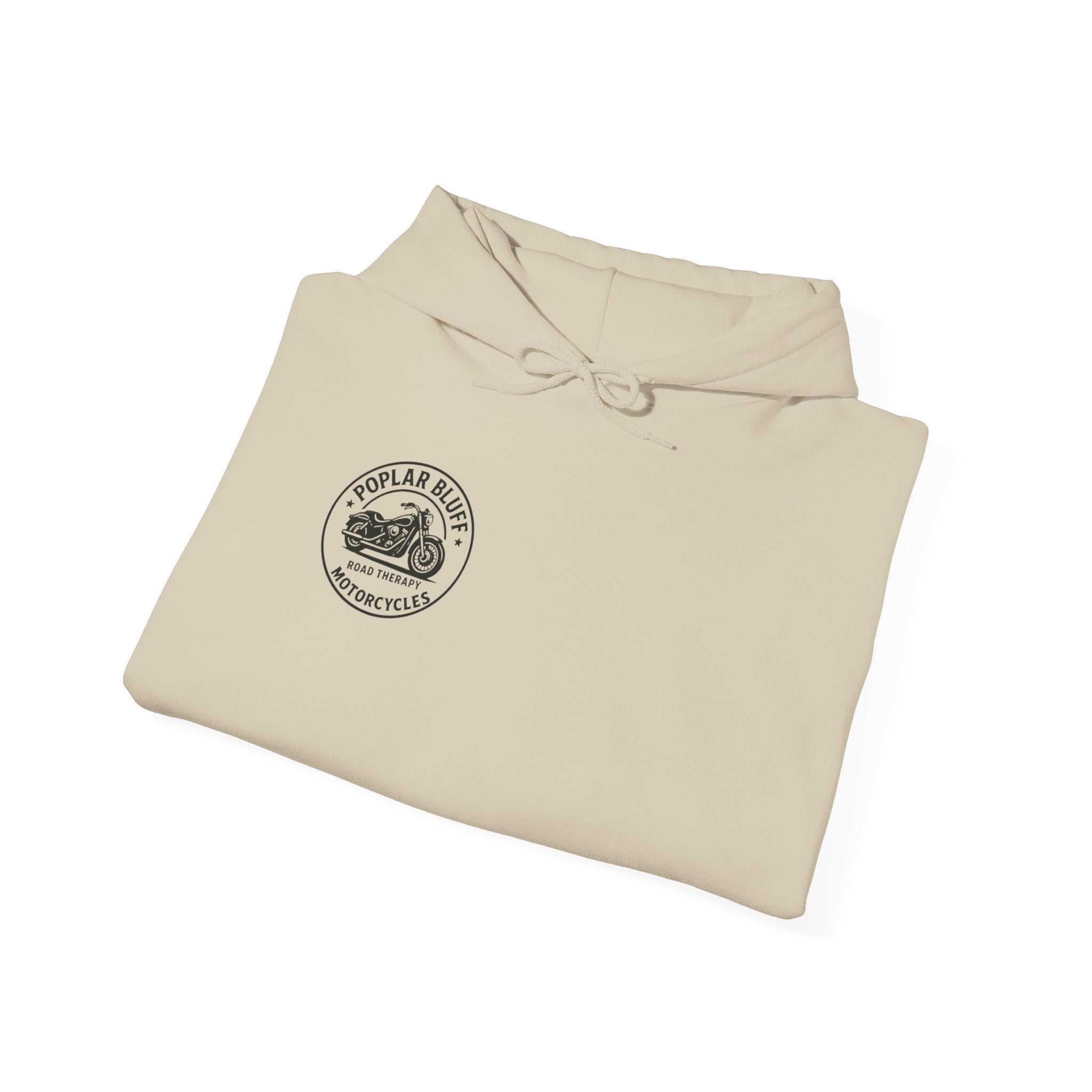 Motorcycle Hoodie — "Road Therapy" Poplar Bluff Vintage Bike Pullover
