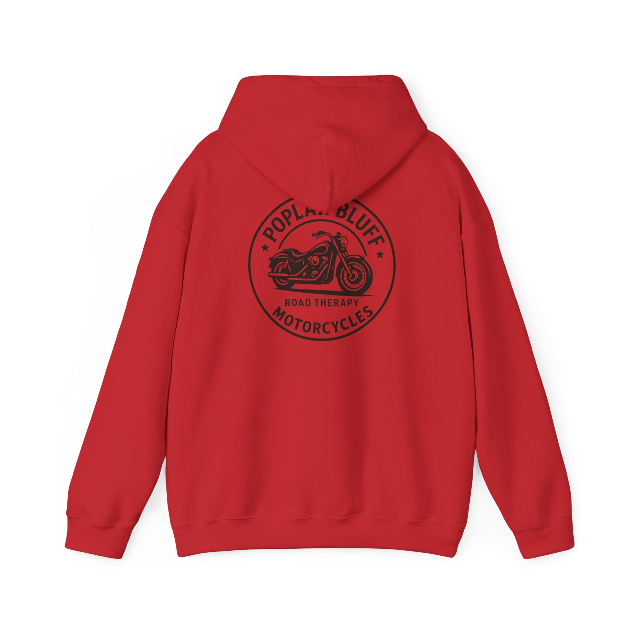 Motorcycle Hoodie — "Road Therapy" Poplar Bluff Vintage Bike Pullover