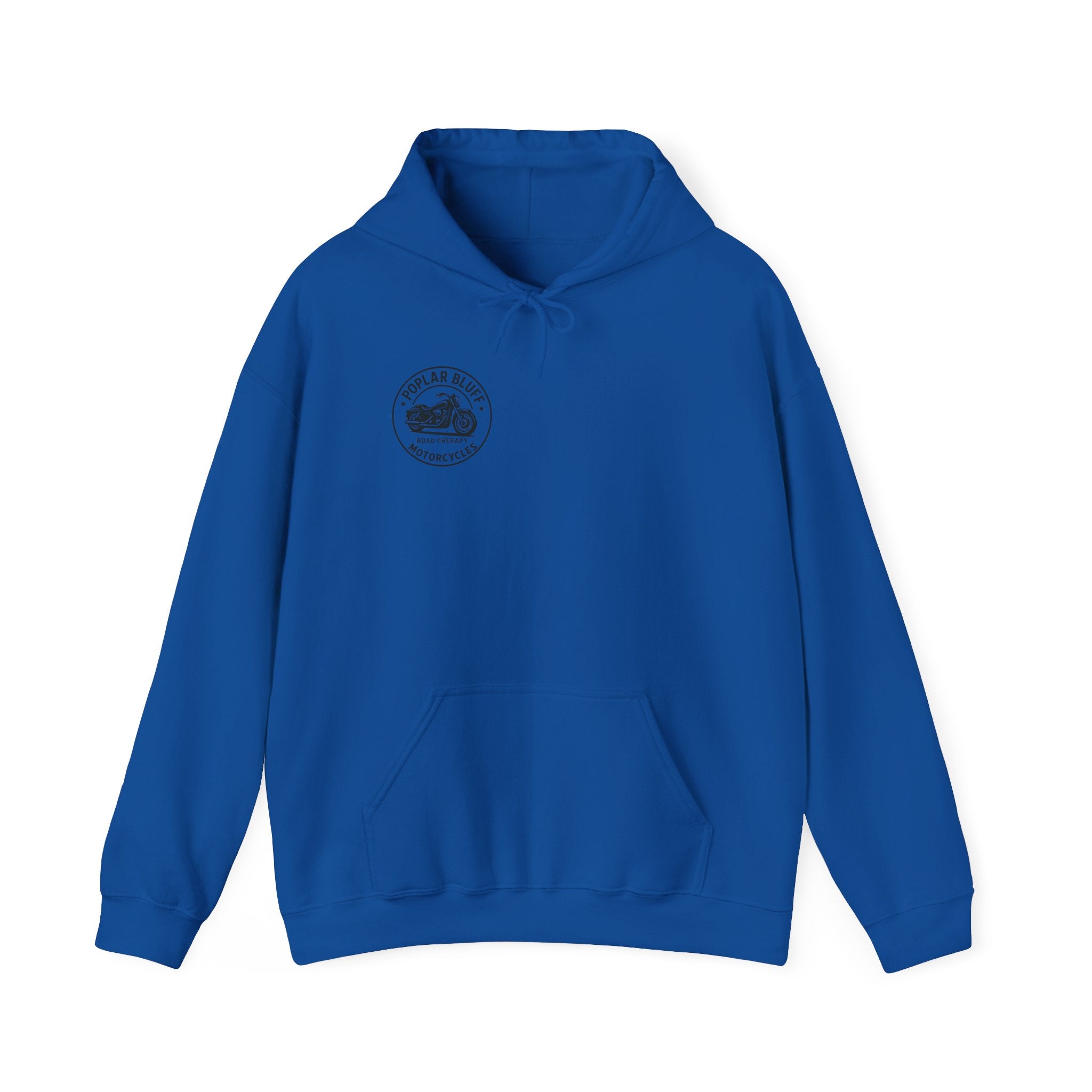 Motorcycle Hoodie — "Road Therapy" Poplar Bluff Vintage Bike Pullover