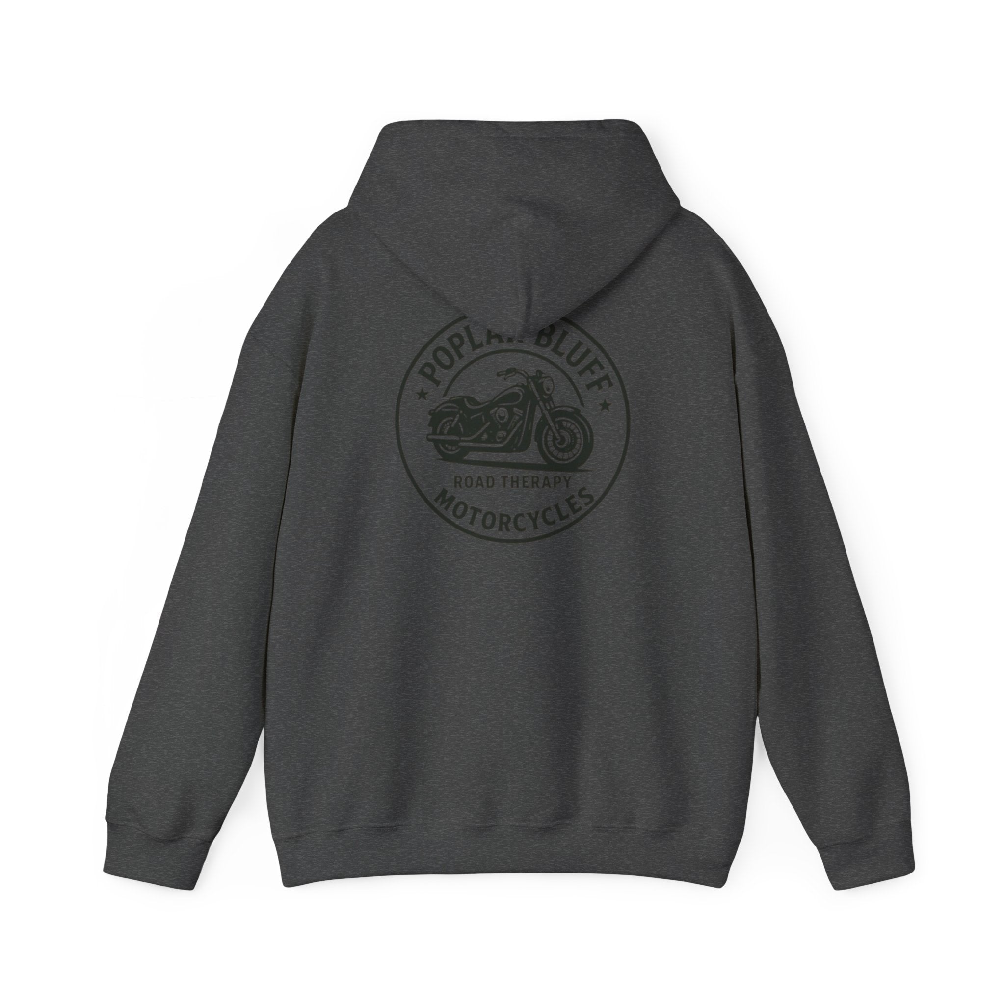 Motorcycle Hoodie — "Road Therapy" Poplar Bluff Vintage Bike Pullover