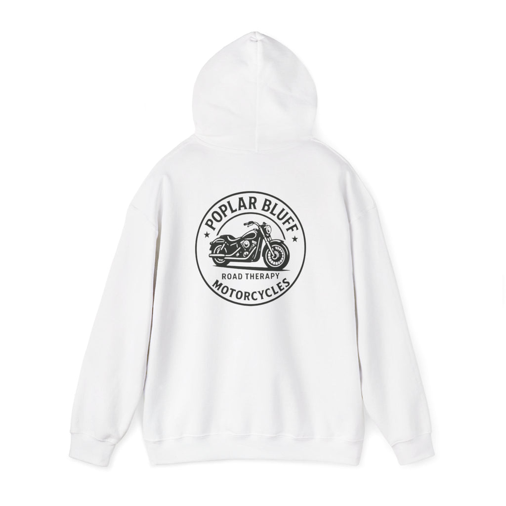 Motorcycle Hoodie — "Road Therapy" Poplar Bluff Vintage Bike Pullover