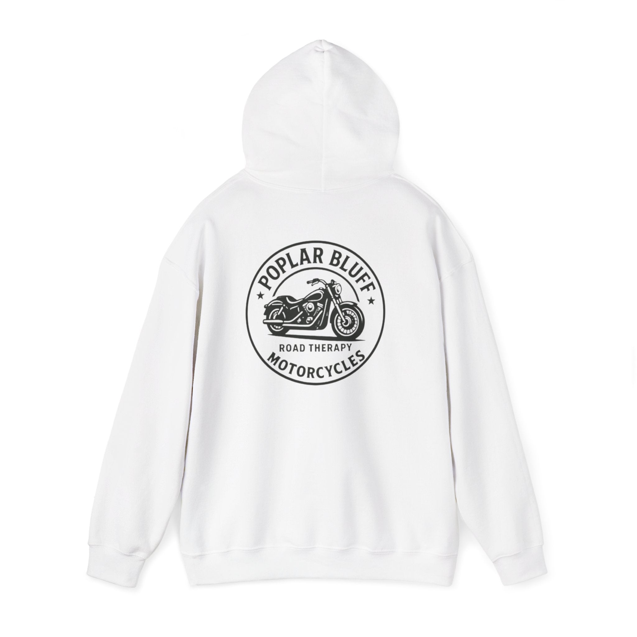 Motorcycle Hoodie — "Road Therapy" Poplar Bluff Vintage Bike Pullover